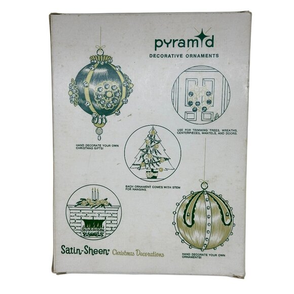 Vintage Pyramid Unbreakable Gold Ball Christmas Ornaments Satin Sheen 12 PCS Box - Picture 8 of 8